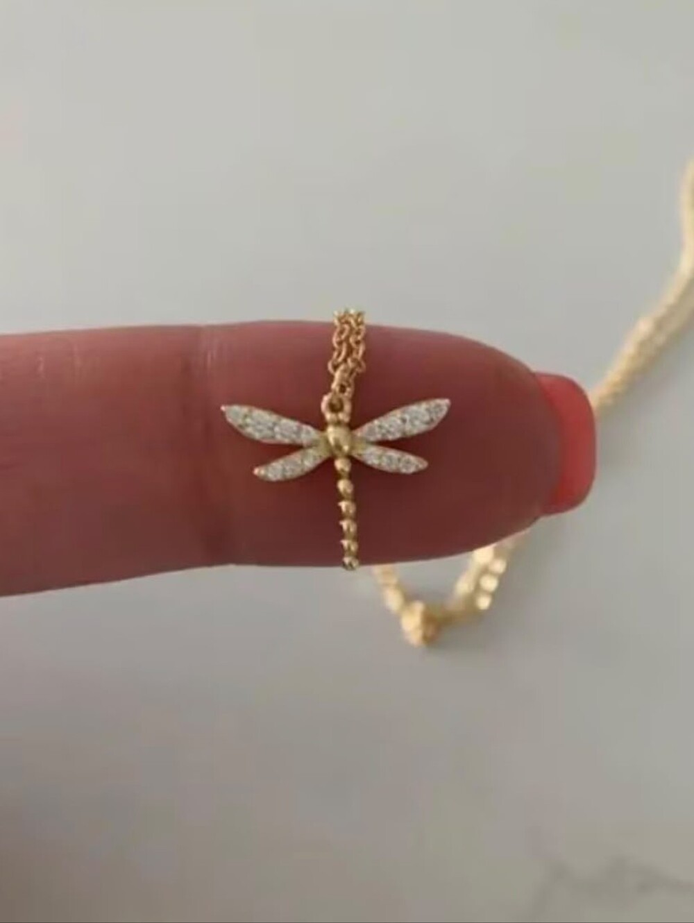 Gold Dragonfly Pendant Necklace for Women